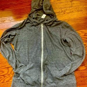 Alternative Earth men’s grey, zippered, very light and super comfy hoodie, med
